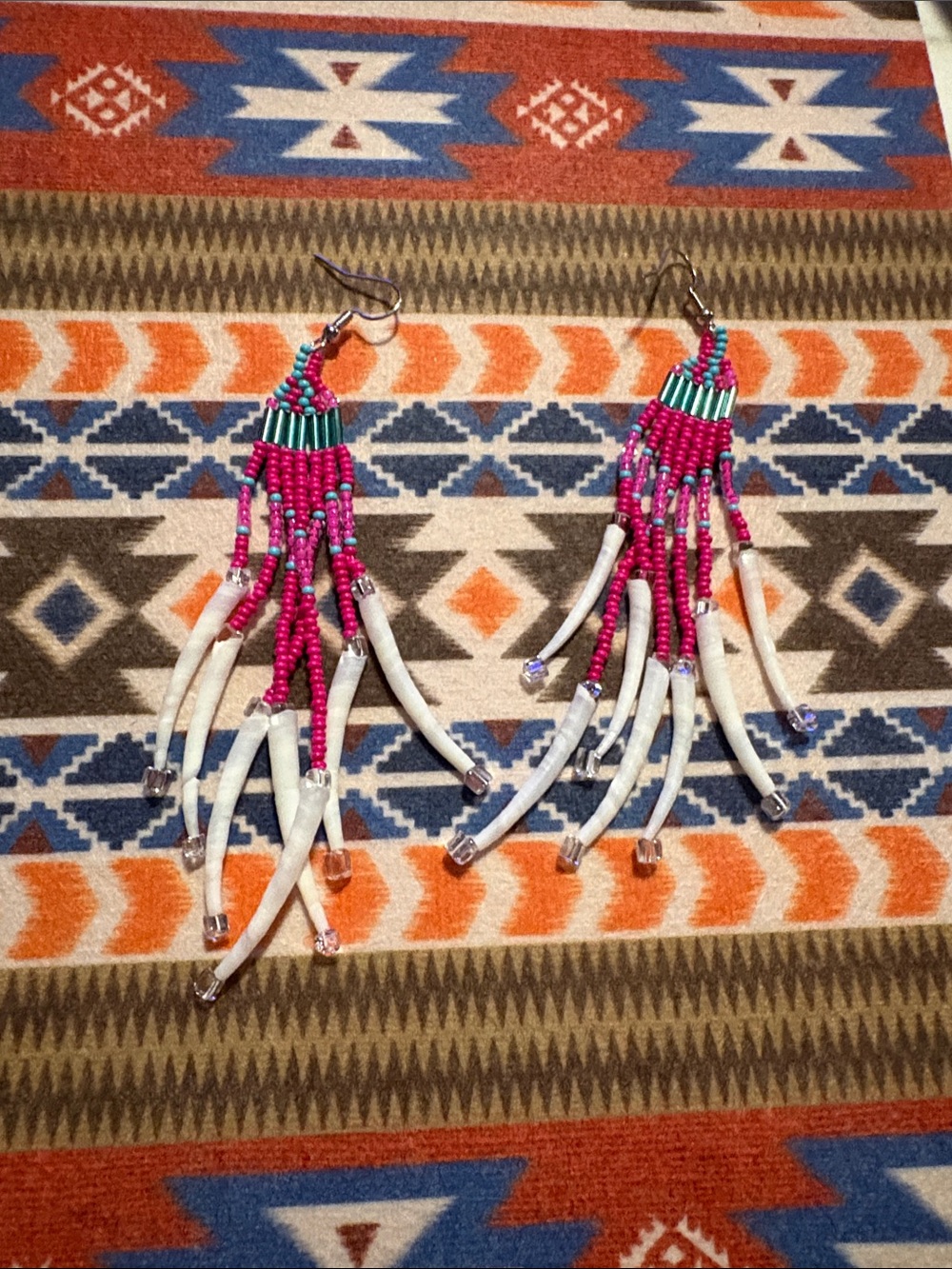 Pink Beaded Fringe Drop Earrings - Women Jewelry